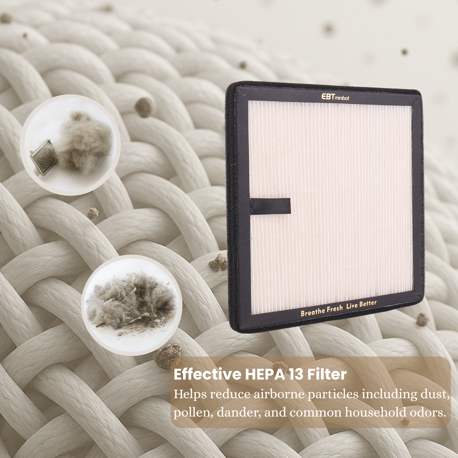 Air Purifier Dual Filter Replacement - H13 HEPA + Activated Carbon - Compatible with Y-20GM Desktop Purifiers