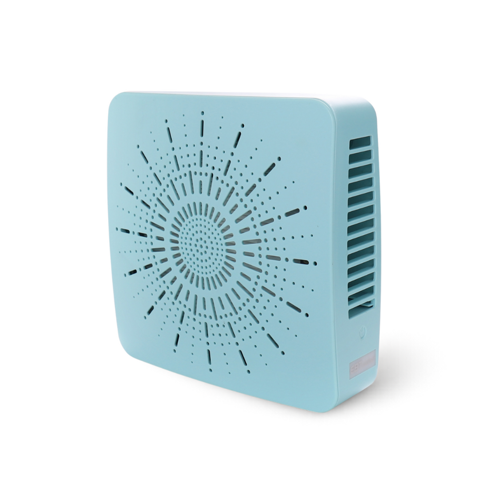 4-in-1 Portable Air Purifier with HEPA Filter, Aromatherapy Diffuser, Ionizer, Mini Fan – USB Desktop Air Cleaner for Home, Office, Baby, Pets and travel (Mist Blue)
